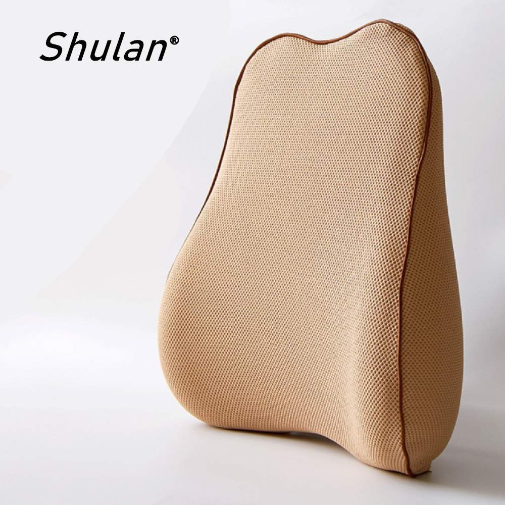 Shulan新款5D護腰靠墊 記憶靠墊 居家背墊 汽車舒壓腰靠墊 (夢駝色)