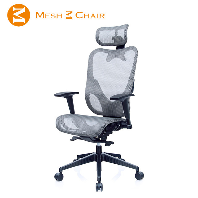 【Mesh 3 Chair】華爾滋人體工學網椅-附頭枕(銀灰)