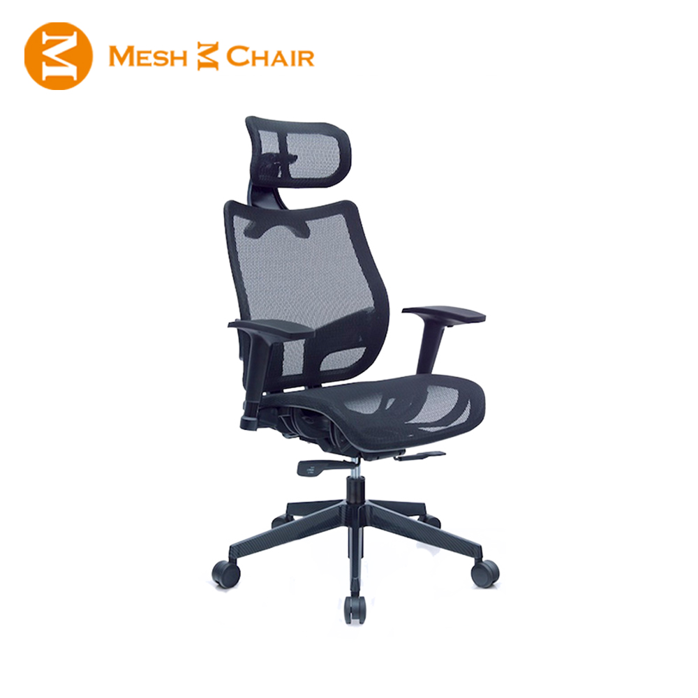 【Mesh 3 Chair】恰恰人體工學網椅-附頭枕(酷黑)