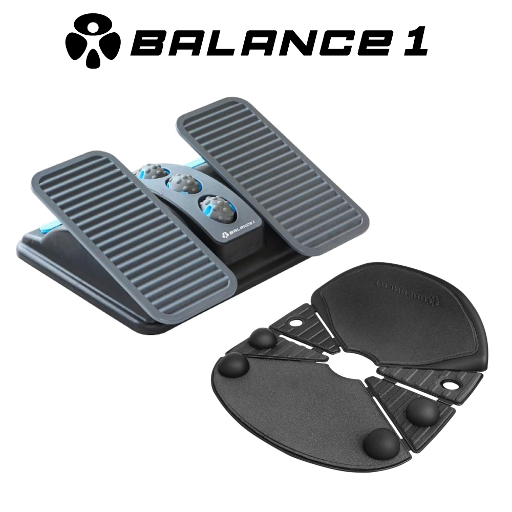 BALANCE 1 人體工學無段式按摩腳踏板+摺疊式按摩坐墊黑色