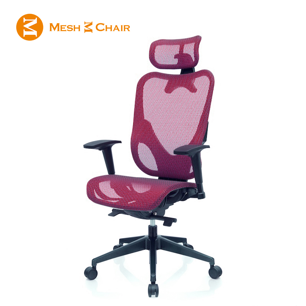 【Mesh 3 Chair】華爾滋人體工學網椅-附頭枕(紅色)