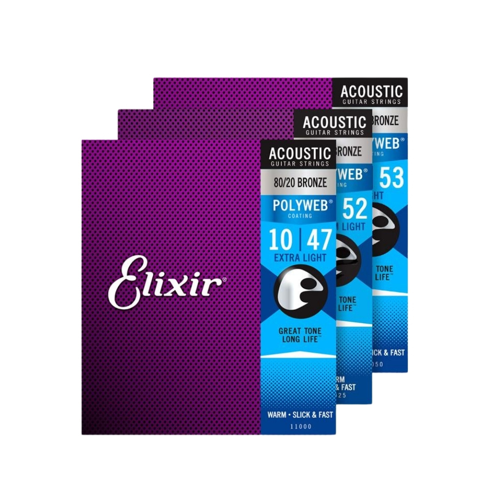 【ELIXIR】POLYWEB 80/20 BRONZE 厚覆膜 黃銅 木吉他弦 (三種弦徑可選)