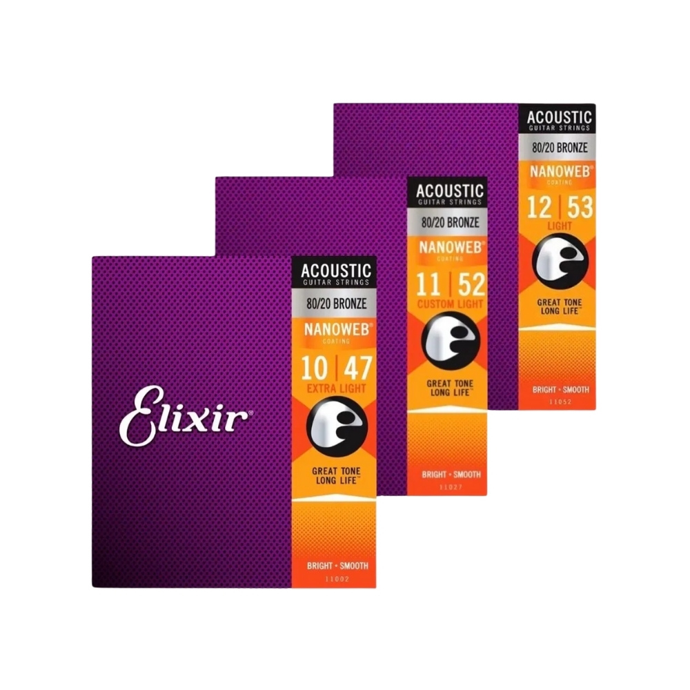 【ELIXIR】NANOWEB 80/20 BRONZE 薄覆膜 黃銅 木吉他弦 (三種弦徑可選)