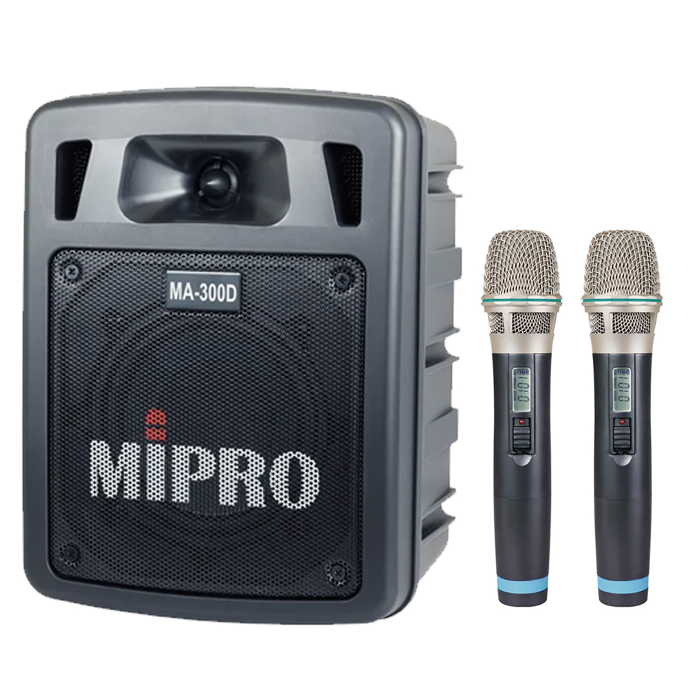 MIPRO 嘉強 MA-300D 雙頻道迷你無線擴音機-雙手握無線麥克風組