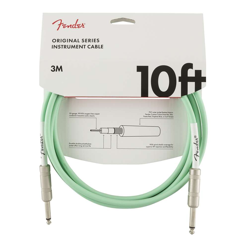 『FENDER』3米 / 10呎雙直頭6.3 PVC音訊導線 Original Series 綠