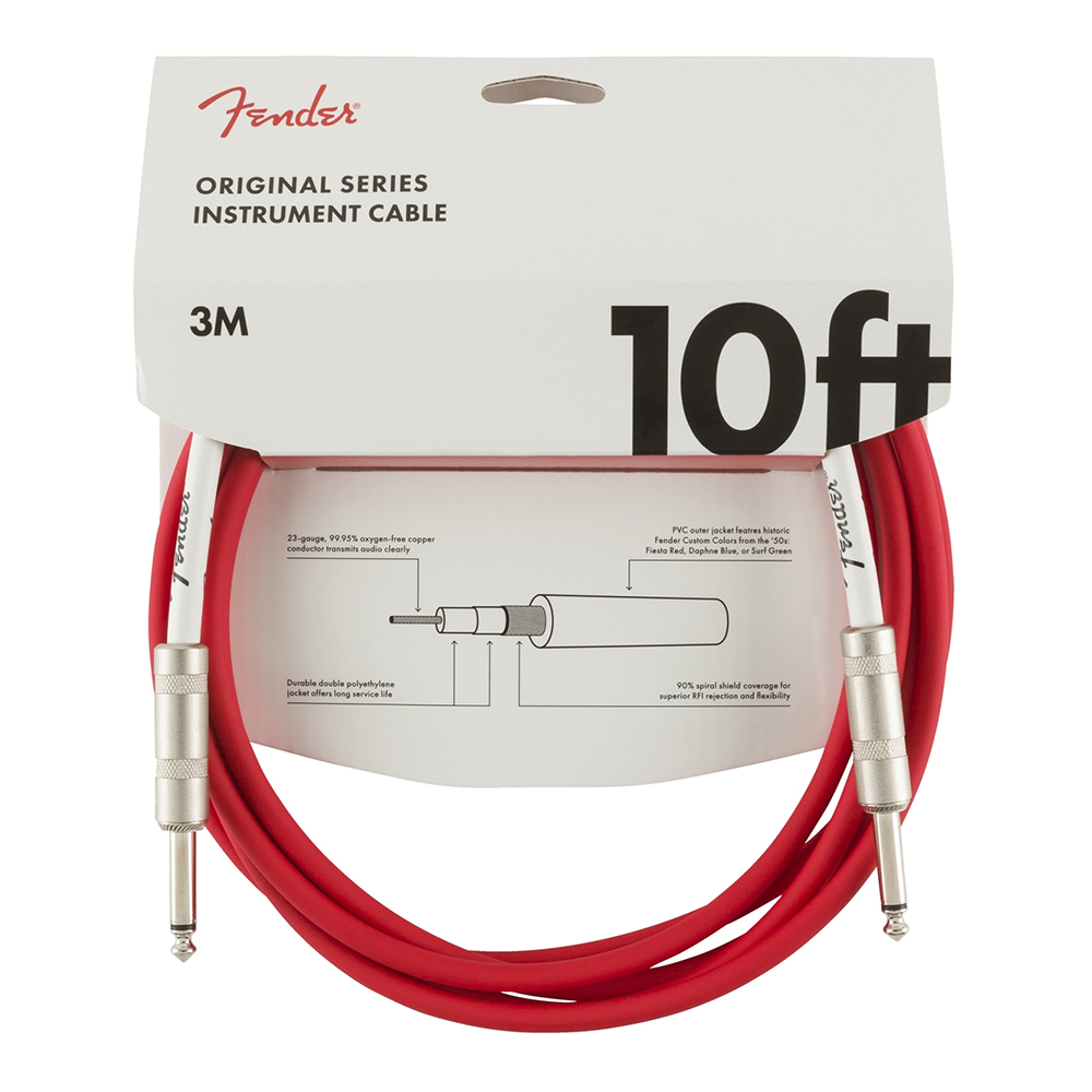 『FENDER』3米 / 10呎雙直頭6.3 PVC音訊導線 Original Series 紅