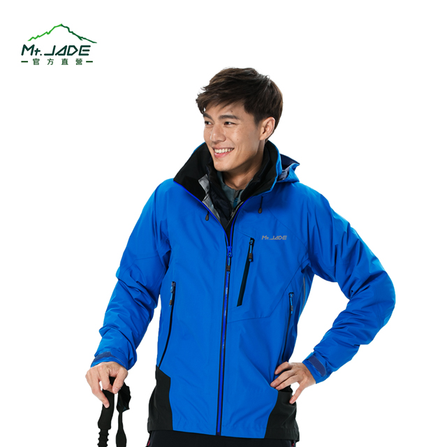 Mt.JADE 男款 極限登峰ZEUS V2防水透濕長版外套 專業風雨衣/登山必備-能量藍