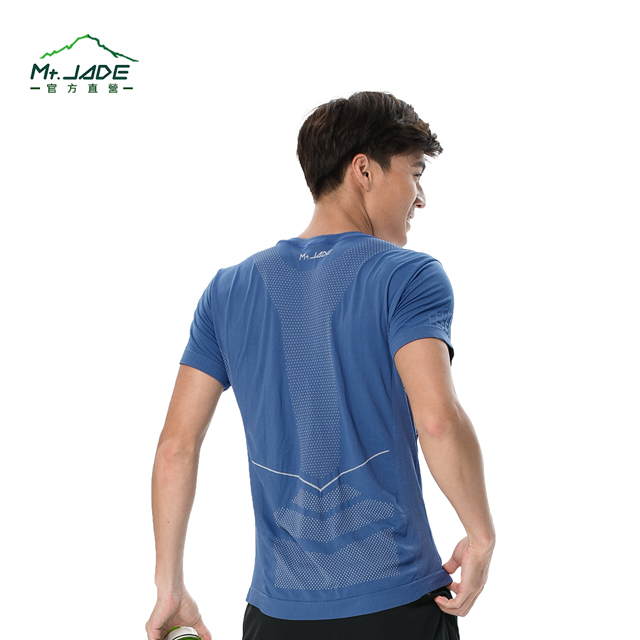Mt.JADE 男款 Evolution短袖無縫衣 運動時尚/吸濕排汗-灰藍