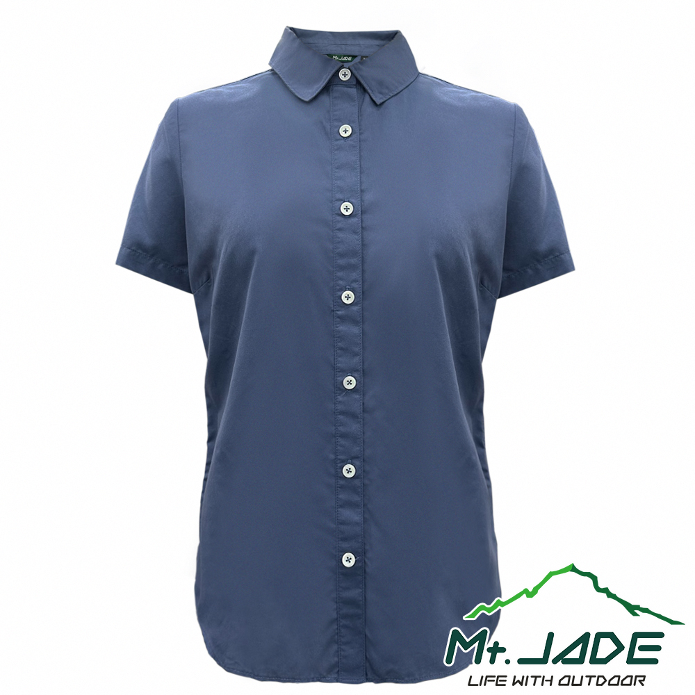 Mt.JADE 女款 Diana吸濕快乾抗UV短袖襯衫 休閒穿搭/輕量機能-灰藍