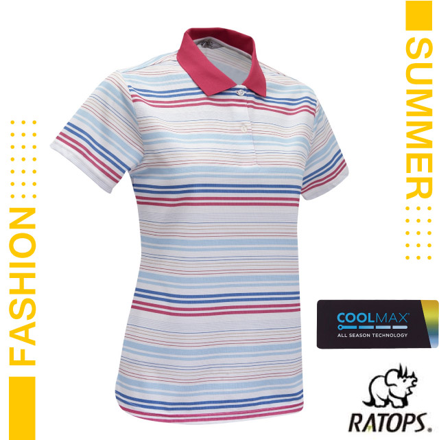 【瑞多仕-RATOPS】女款 COOLMAX 輕量透氣短袖POLO衫(條紋印花)/DB1757 桃紅色/藍色/淺藍色