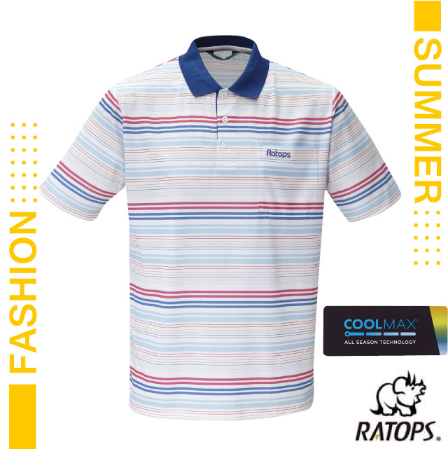 【瑞多仕-RATOPS】男款 COOLMAX 輕量透氣短袖POLO衫(條紋印花)/DB1754 桃紅色/藍色/淺藍色