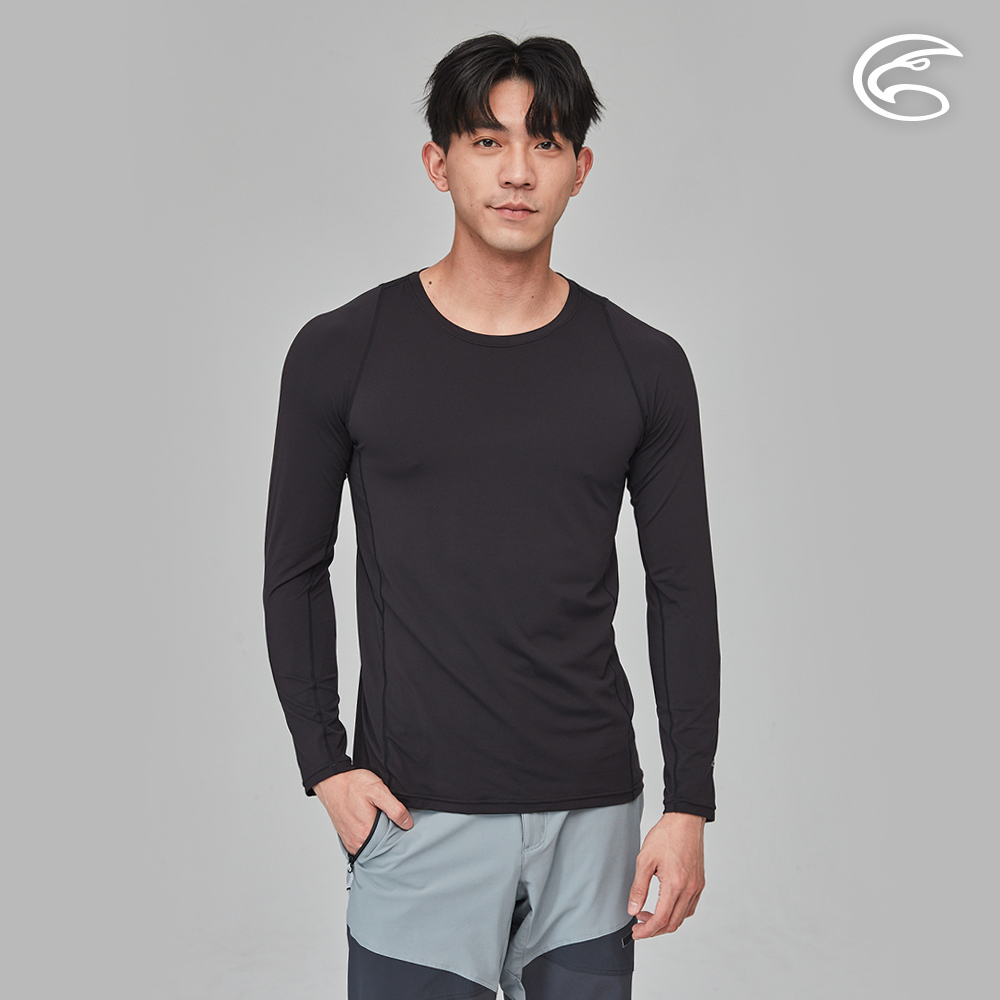 ADISI AL2391059男Tactel Pro長袖快乾排汗圓領上衣/黑色