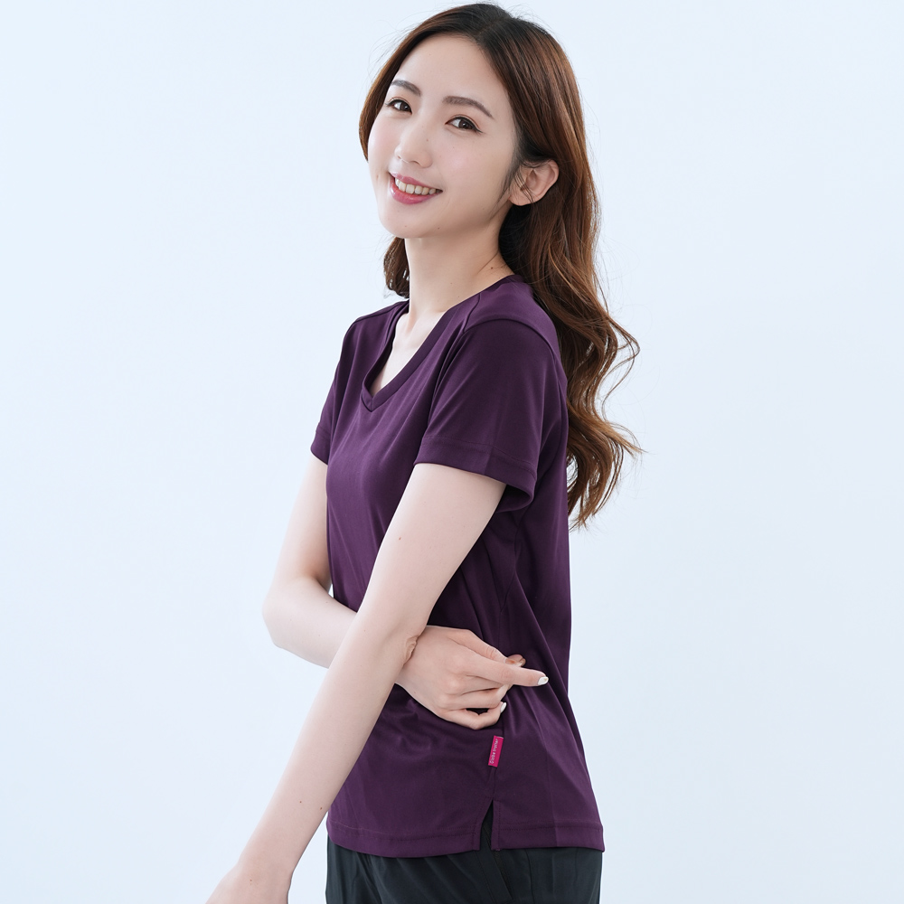 【遊遍天下】MIT台灣製女款顯瘦吸濕抗UVV領衫GS2003深紫