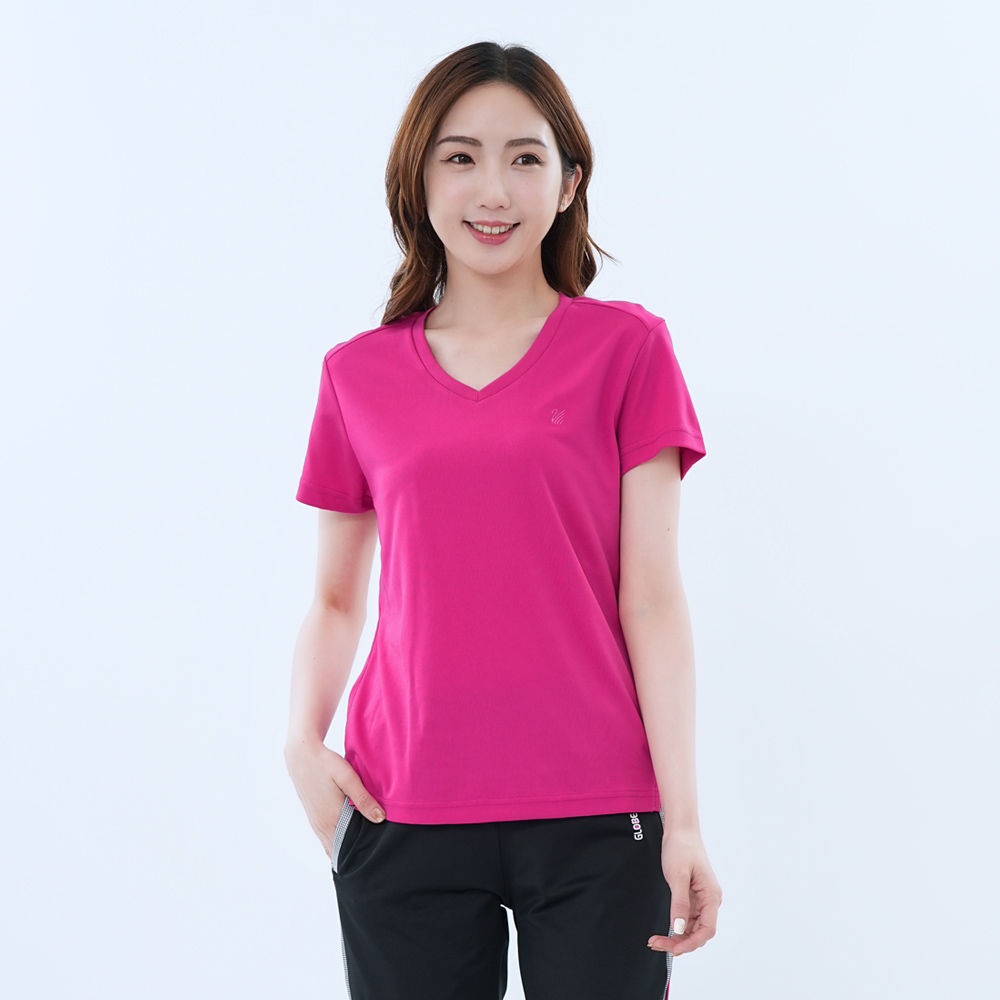 【遊遍天下】MIT台灣製女款顯瘦吸濕抗UVV領衫GS2003玫紅