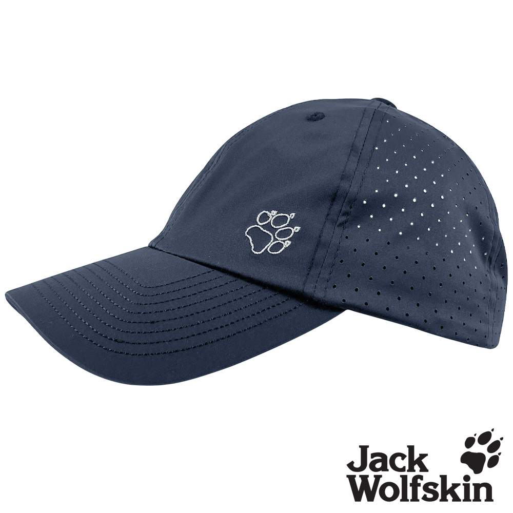 【Jack wolfskin 飛狼】輕薄素色透氣孔棒球帽『深藍』