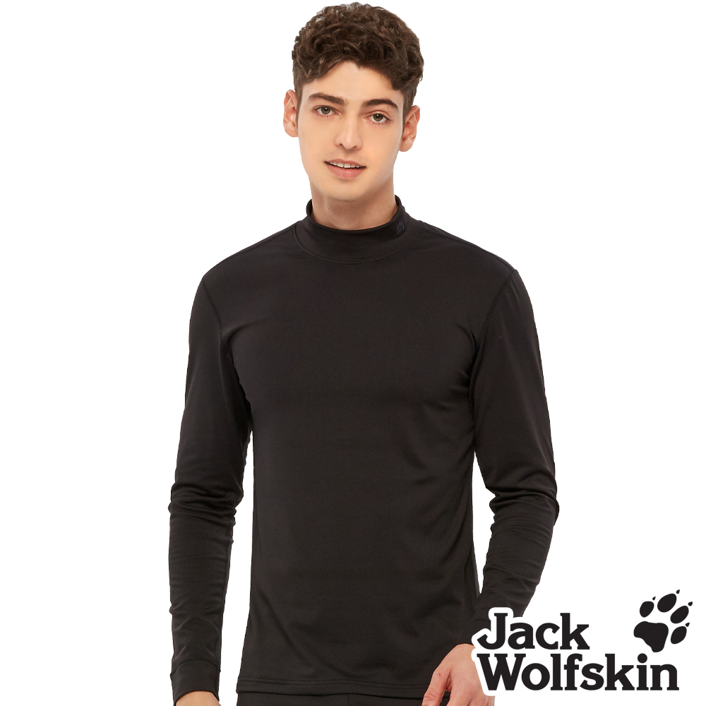 【Jack Wolfskin 飛狼 】男 竹炭抗菌除臭發熱衣 高領長袖保暖排汗衣『黑色』