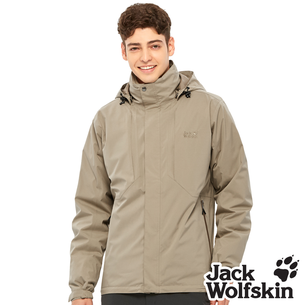 【Jack Wolfskin 飛狼 】男 Air Wolf 保暖兩件式防風防水透氣羽絨外套 衝鋒衣『卡其』