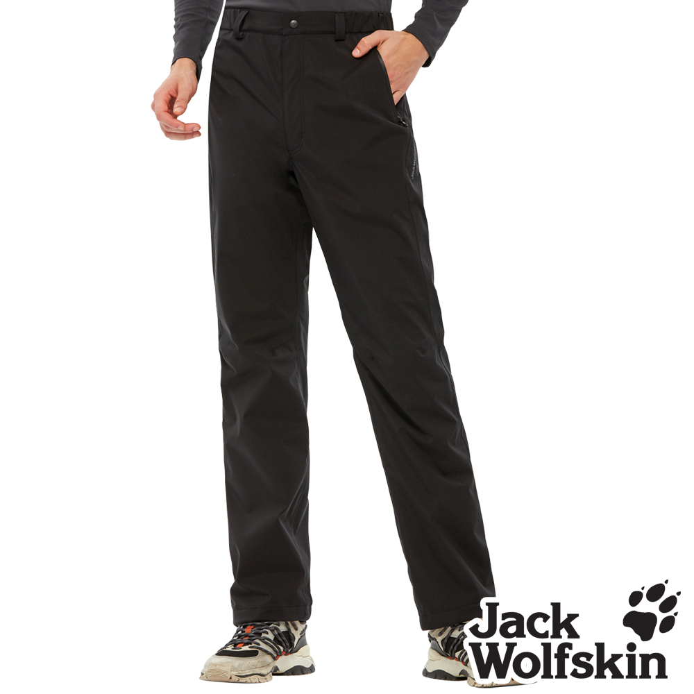 【Jack Wolfskin 飛狼 】男 防水透氣休閒褲 薄刷絨保暖內裡 雨褲『黑色』