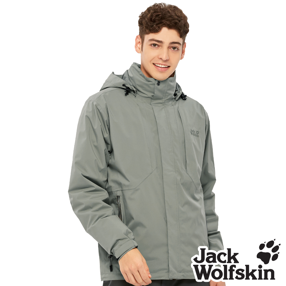 【Jack Wolfskin 飛狼 】男 Air Wolf 保暖兩件式防風防水透氣羽絨外套 衝鋒衣『糧草綠』