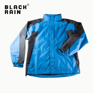 【Black Rain】男 隱藏式連帽防水透氣夾克 BR-80080(288 寶藍/鐵灰)