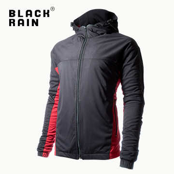 【Black Rain】連帽休閒保暖夾克 BR-113060(12180黑/主教紅)