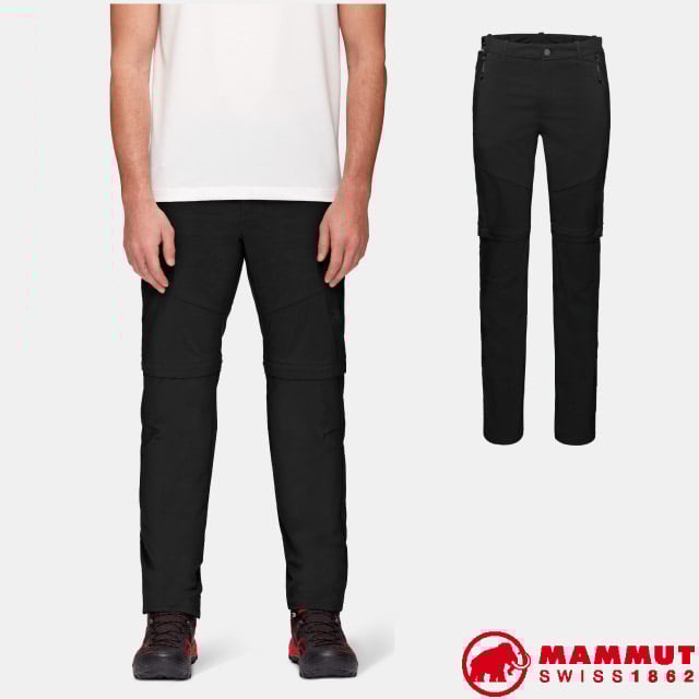 【MAMMUT 長毛象】男 Hiking Zip Off Pants Men 輕量多功能拉鍊健行褲/1022-01261-0001 黑色