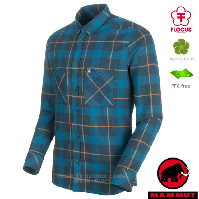【瑞士 MAMMUT 長毛象】男新款 Alvra 彈性透氣長袖襯衫/1015-00510-50266 水鴨藍/藍寶石