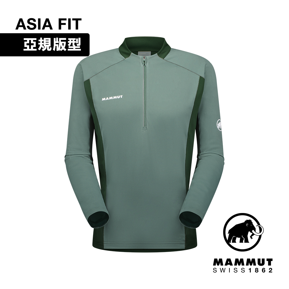 【Mammut 長毛象】Aenergy FL Half Zip AF 半拉長袖排汗衣 深玉石綠/綠樹林 男款 #1016-01310