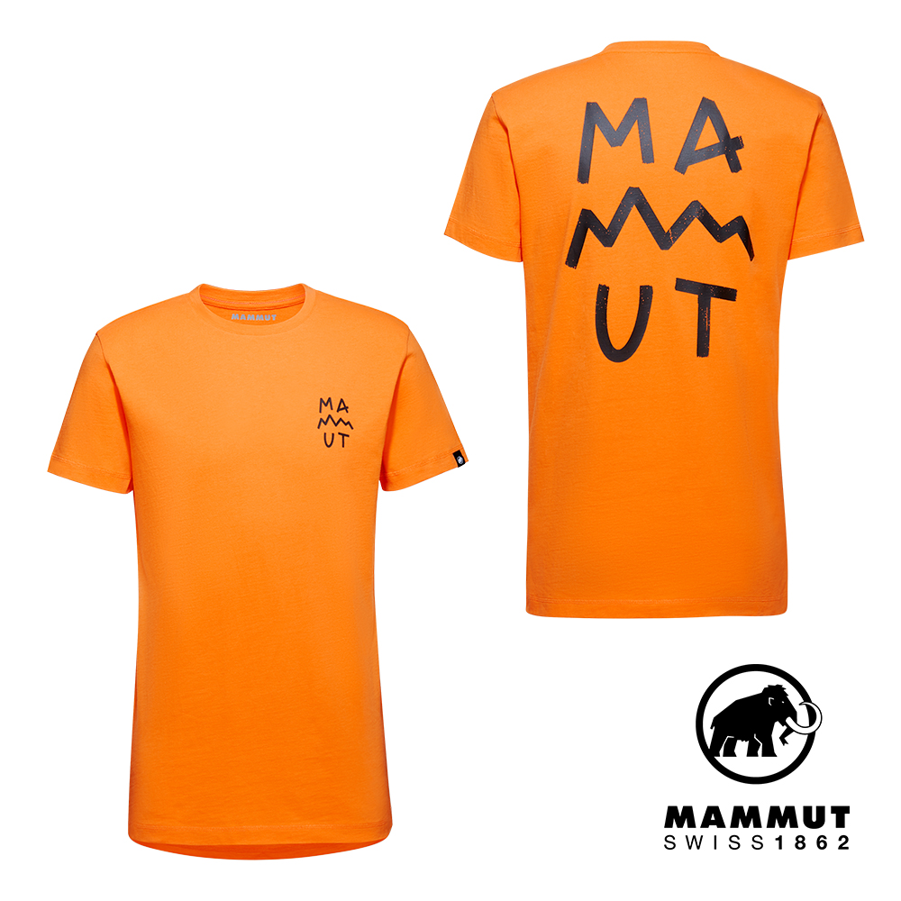 【Mammut 長毛象】Massone T-Shirt Men Lettering 有機棉短袖T 男款 深柑桔橘 #1017-05210