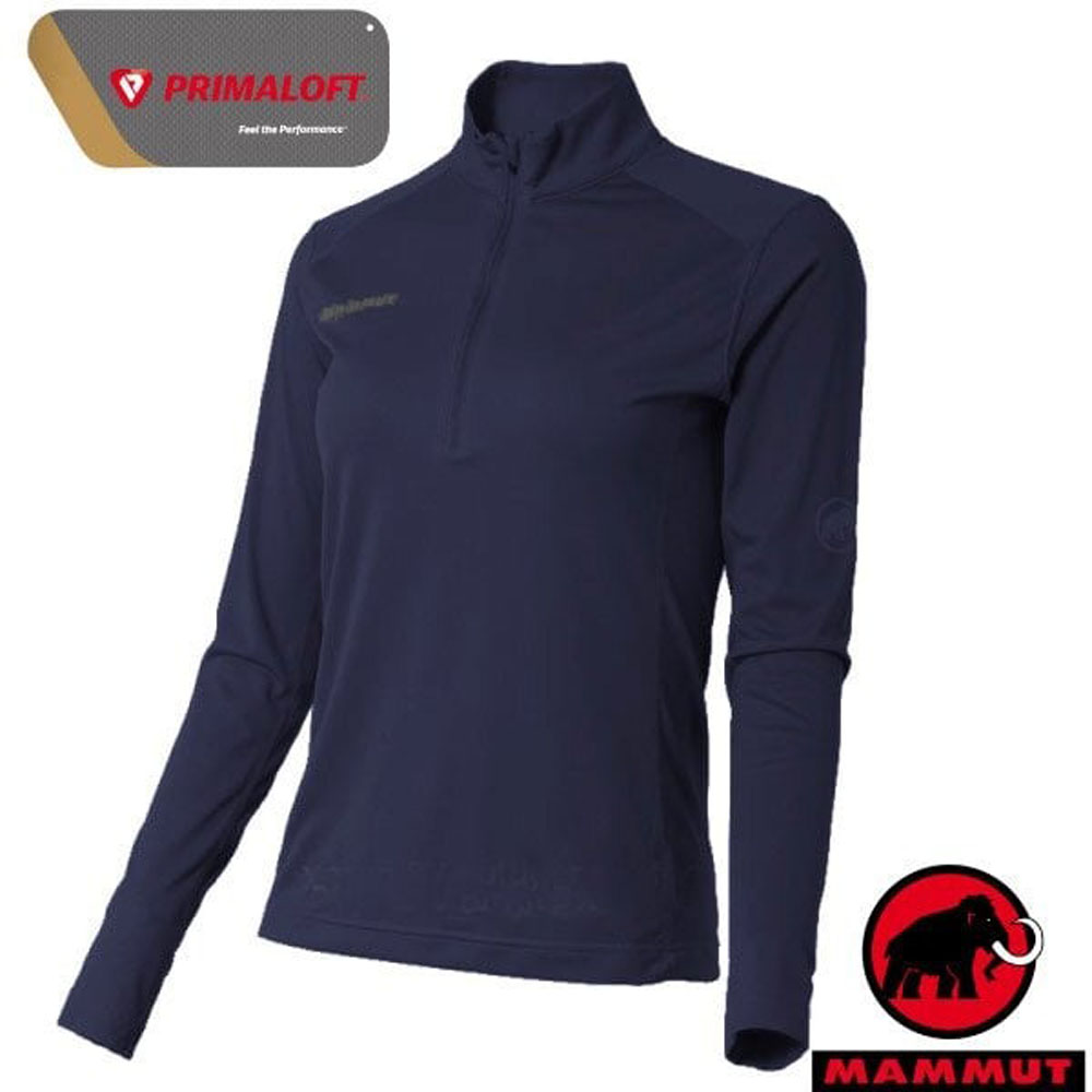 【MAMMUT 長毛象】Performance Dry Zip 女 半開襟拉鍊長袖排汗上衣/1016-00210-50125 藏青