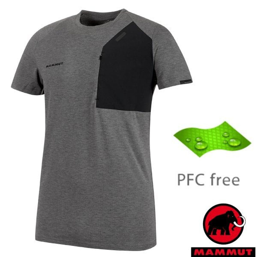 【MAMMUT 長毛象】Crashiano 男新款 輕量透氣短袖圓領排汗衣 1017-00920-0034 黑