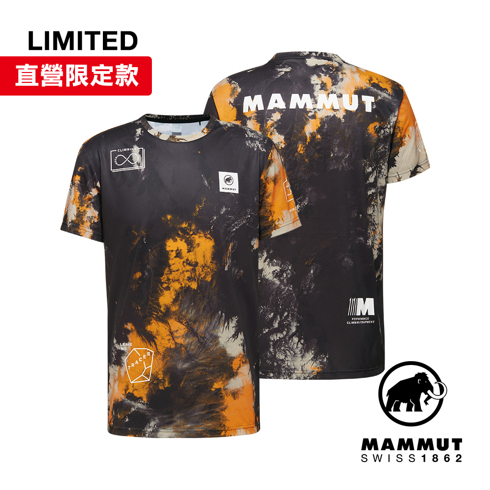 【Mammut 長毛象】Massone Sport T-Shirt Sender 機能運動短袖T恤 黑/柑桔橘 男款 #1017-06090