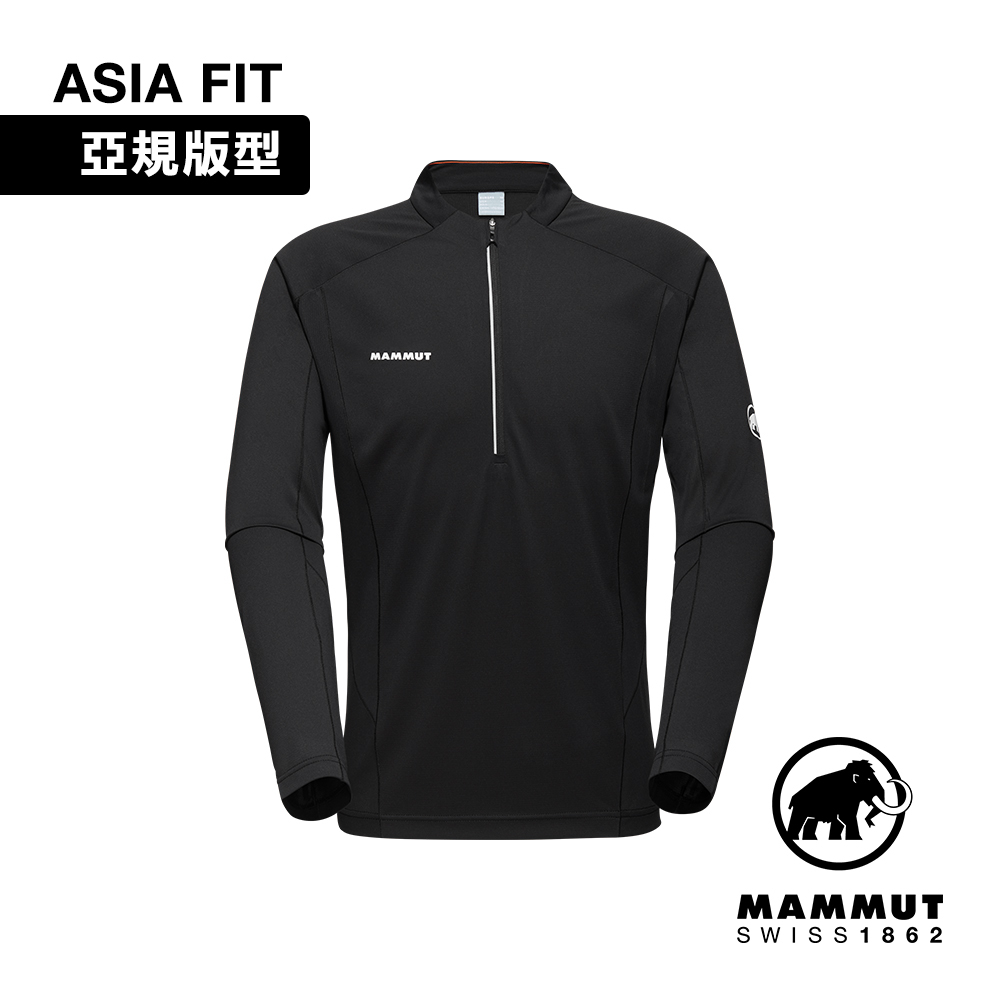 【Mammut 長毛象】Aenergy FL Half Zip AF 半拉長袖排汗衣 黑 男款 #1016-01310