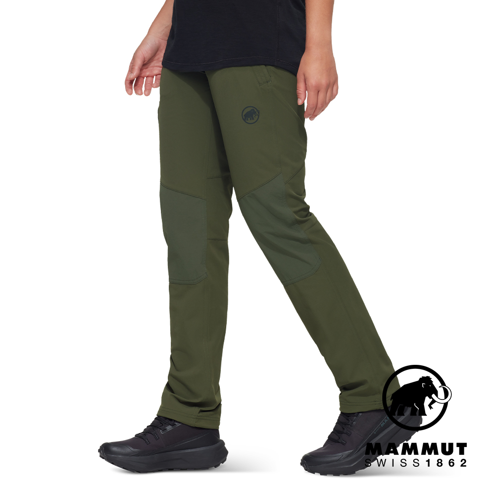 【Mammut 長毛象】Runbold Guide SO Pants W 防風防潑水健行軟殼長褲 深沼澤綠 女款 #1021-01470