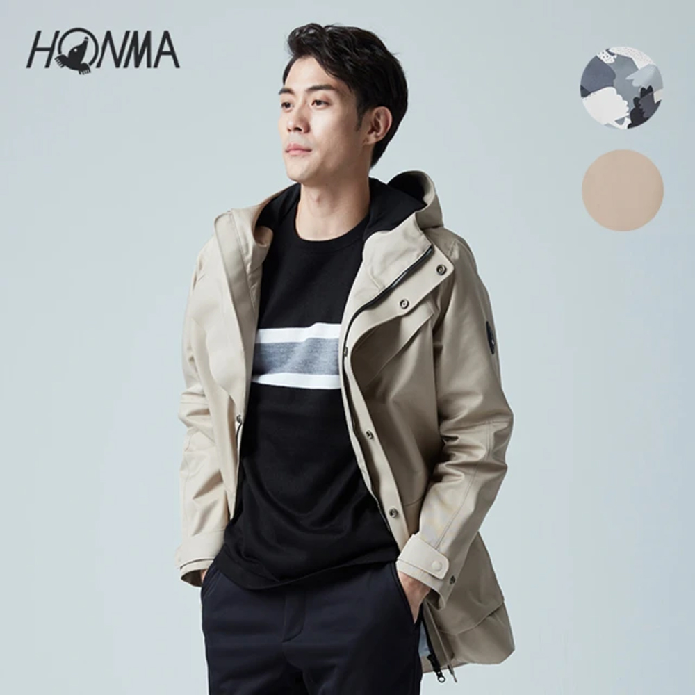HONMA 本間高爾夫 男款防水風衣外套(S~XXL 駝色 黑迷彩 任選HMFD302W522)