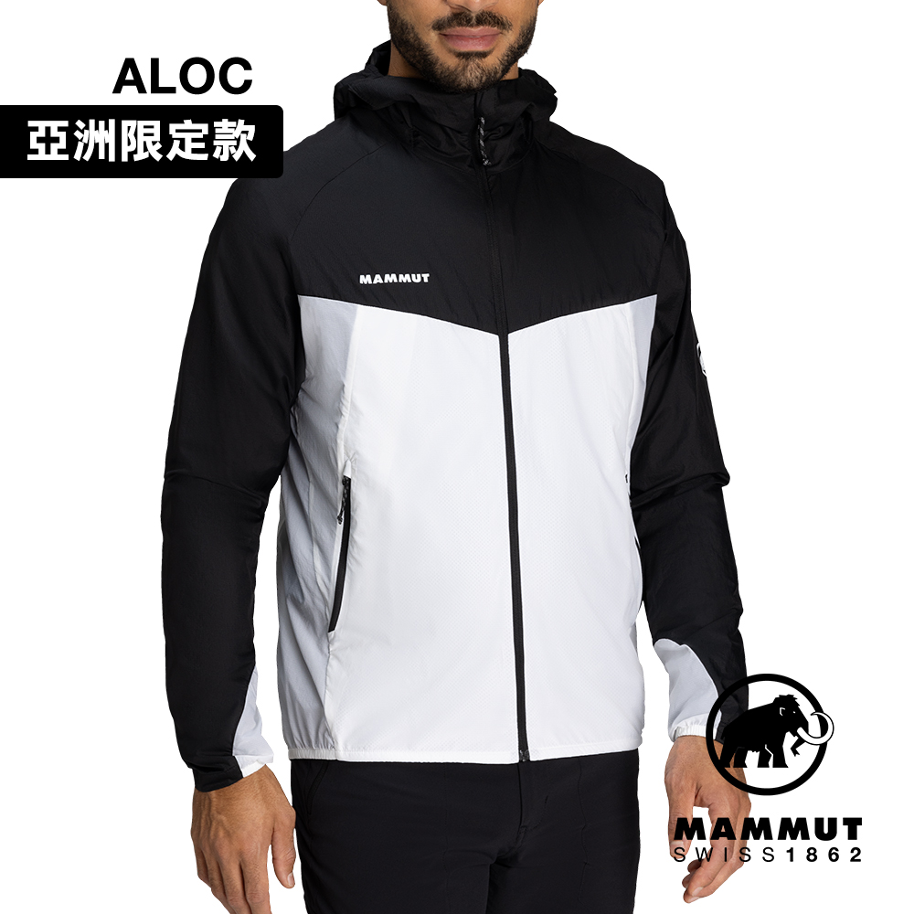 【Mammut 長毛象】Convey WB Hooded Jacket AF Men 輕量防潑水連帽風衣外套 黑/白 男款 #1012-00530