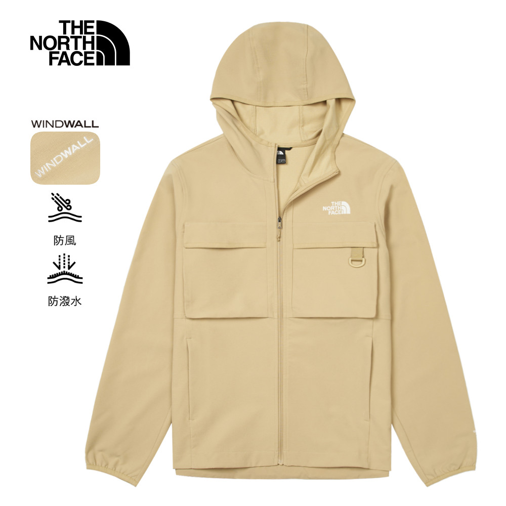 The North Face北面男款卡其色DWR防潑水輕量風衣｜83TLLK5