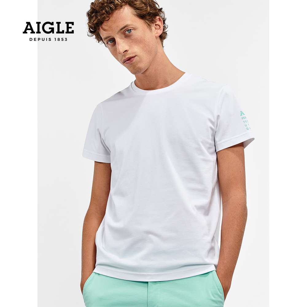 AIGLE 男 抗UV抗菌短袖T恤(AG-1P124A130)-白色