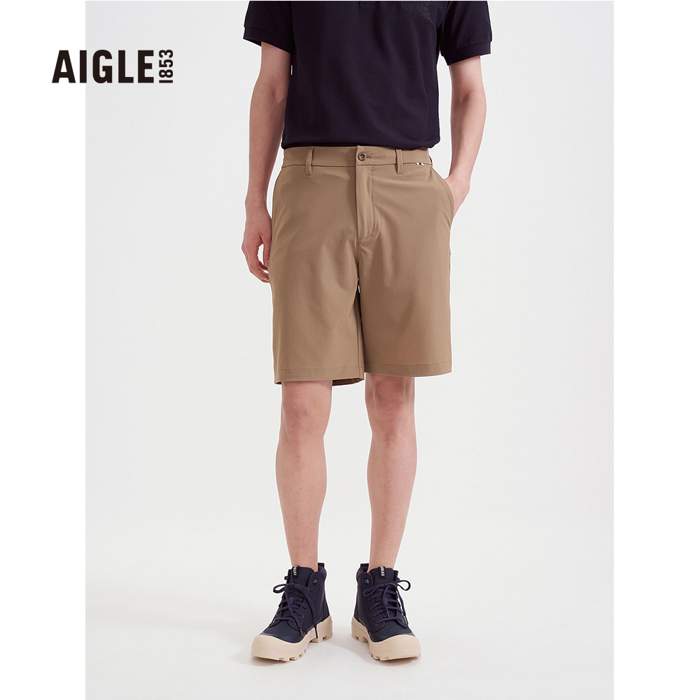 【AIGLE】男 抗UV防潑短褲(AG-3P130A164 淡棕色)