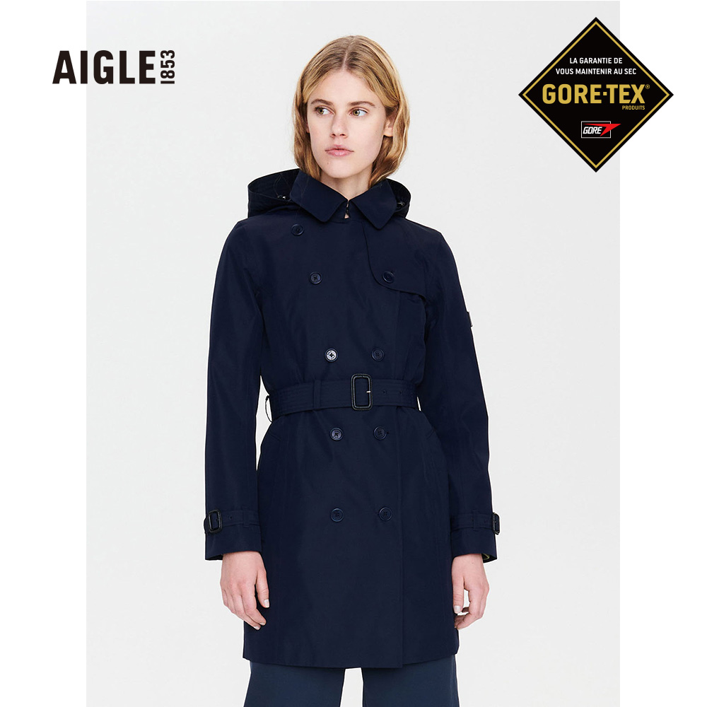 AIGLE 女 防水透氣風衣(AG-2A202A057)-深藍