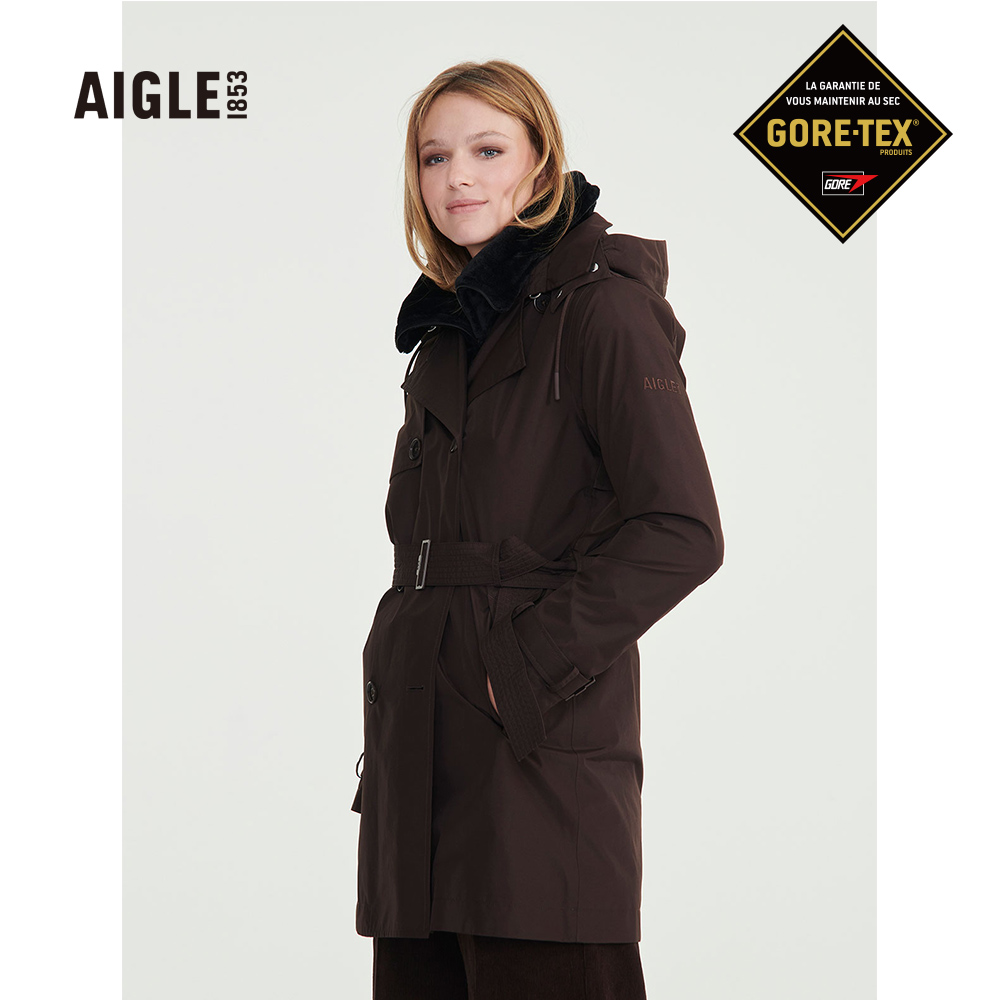 AIGLE 女 GORE-TEX 防水透氣風衣(AG-3AA74A160 咖啡)