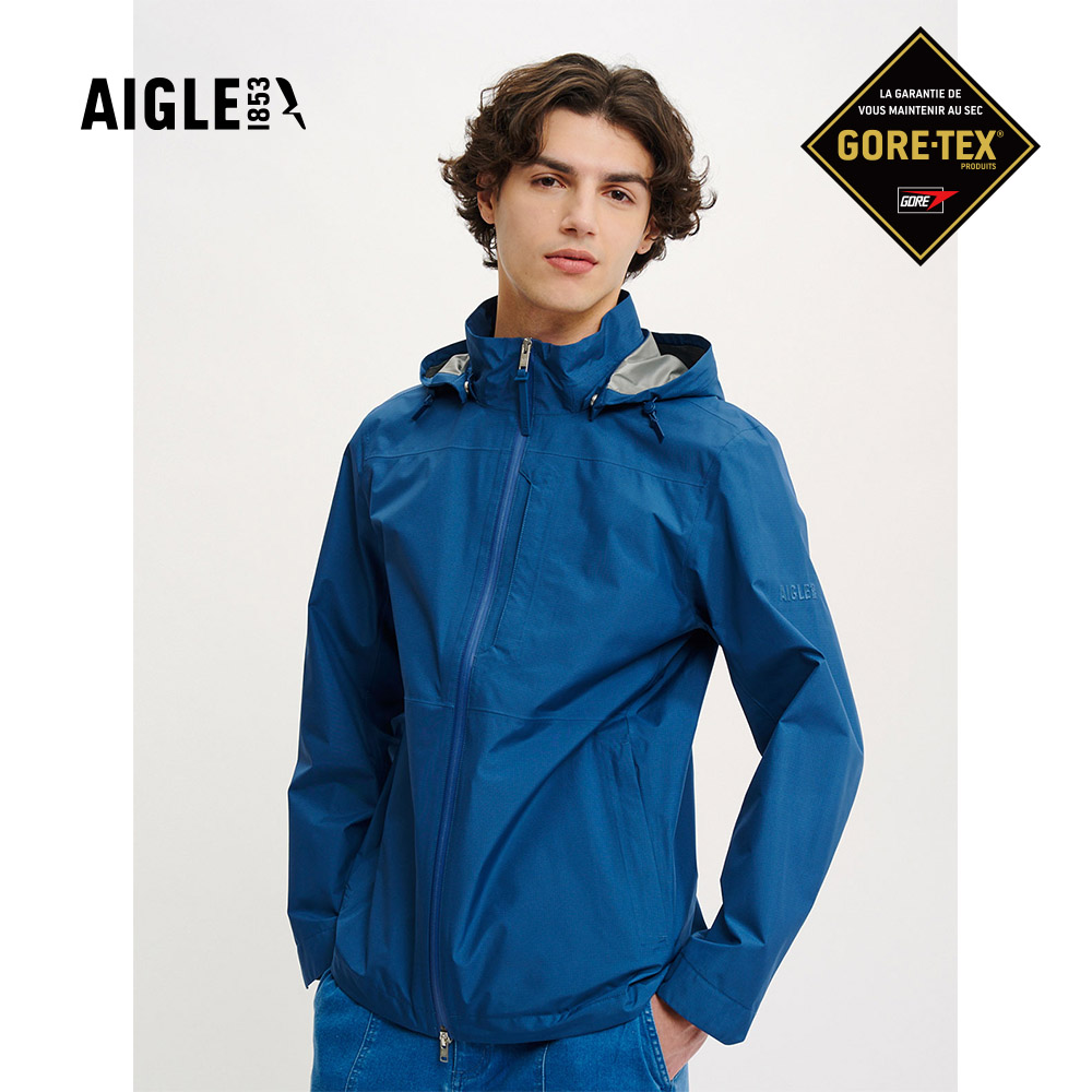 【AIGLE】男 GORE-TEX 輕量防水透氣外套 AG-4P131A052 海軍藍(男外套 防水透氣外套 Goretex)