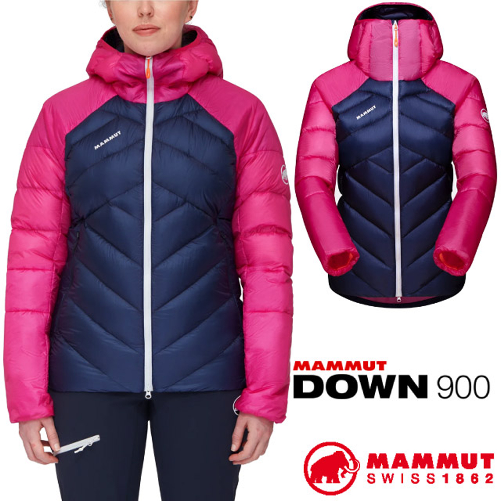 【MAMMUT 長毛象】女Taiss IN Hooded 超輕耐磨連帽羽絨保暖外套/1013-02710-50546 海洋藍/桃紅