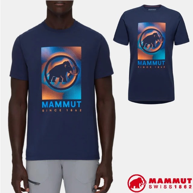 【瑞士 MAMMUT 長毛象】男款 Trovat 輕量吸濕排汗短袖圓領休閒衫/1017-05260-5118 海洋藍