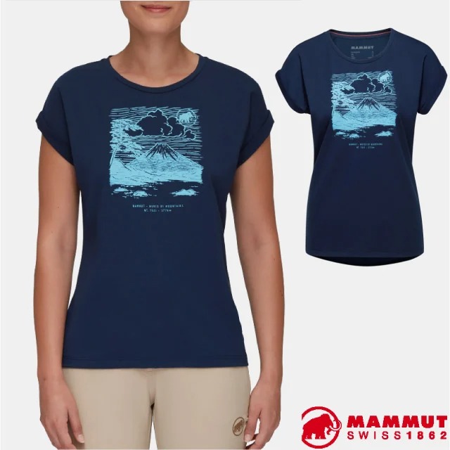 【瑞士 MAMMUT 長毛象】女款 Mountain 輕量吸濕排汗短袖休閒衫/1017-04112-5118 海洋藍