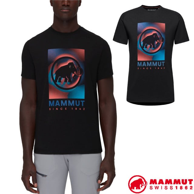 【瑞士 MAMMUT 長毛象】男款 Trovat 輕量吸濕排汗短袖圓領休閒衫/1017-05260-0001 黑