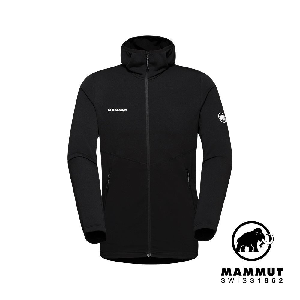 【Mammut 長毛象】Aconcagua Light ML Hooded JKT 輕量刷毛連帽外套 黑色 男款 #1014-04250