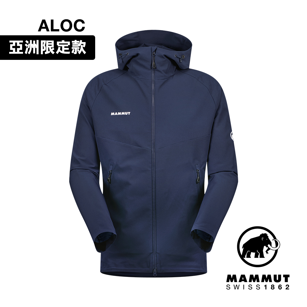 【Mammut 長毛象】Macun 2.0 SO Hooded Jkt AF 防潑水軟殼連帽外套 海洋藍 男款 #1011-00792