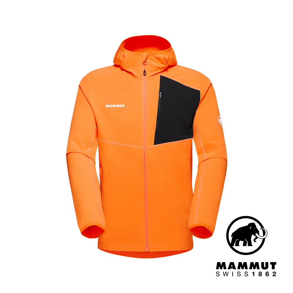 【Mammut 長毛象】Madris Light ML Hooded Jkt 防風刷毛連帽外套 深柑桔 男款 #1014-03841