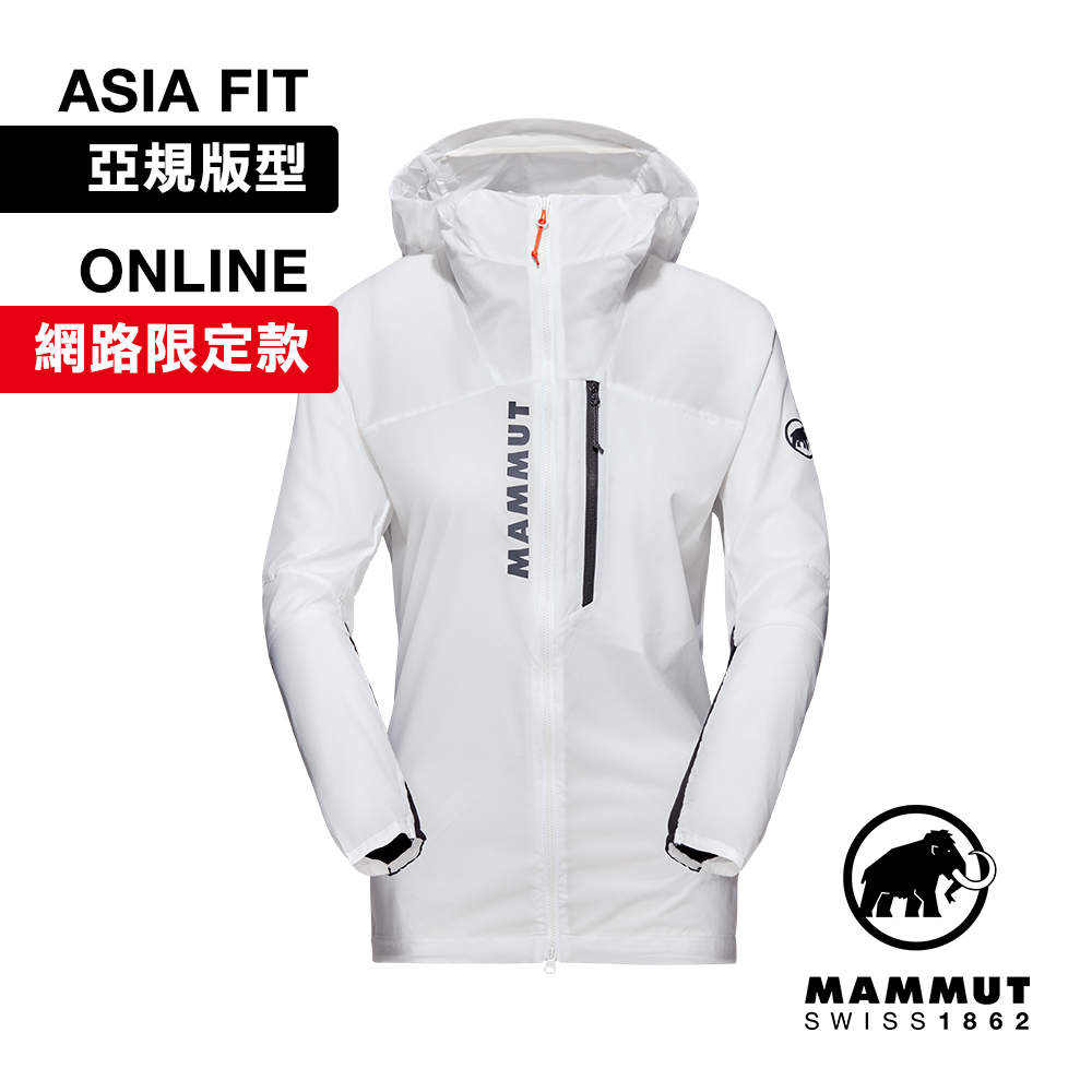 【Mammut 長毛象】Aenergy WB Hooded Jkt AF 極輕防風透氣越野外套 白/黑 女款 #1012-00770